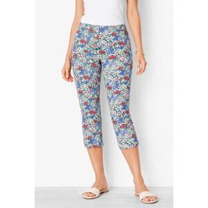 Talbots Perfect Skimmer Pants Floral‎ Multi Color Cropped Casual Size 8